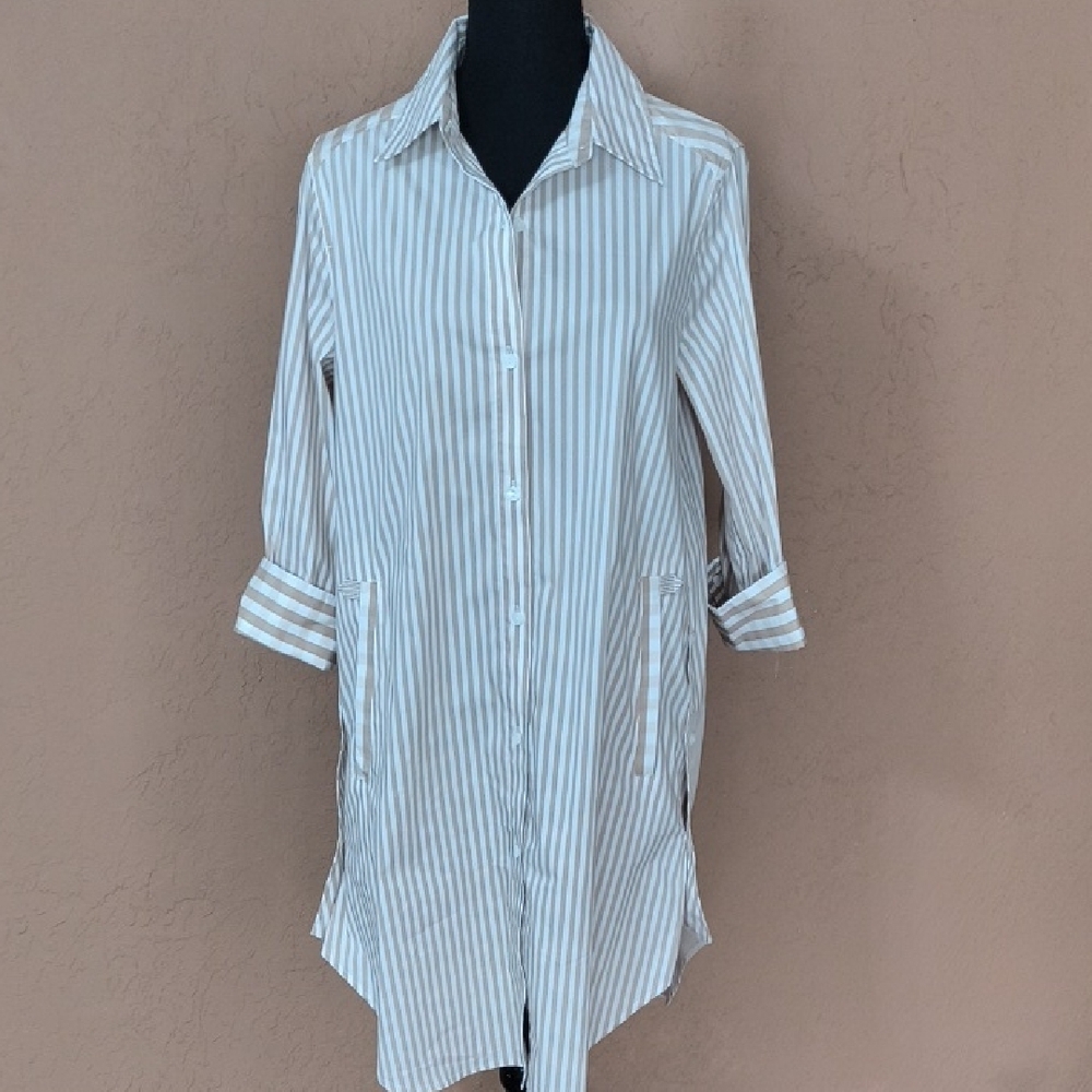 Lior Paris Debra Striped Shirt Dress With Side Panel Size Small